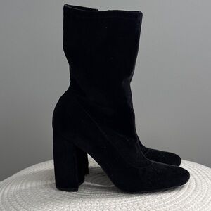 Nine West Black Corduroy Sock Fit Heeled Booties size 7